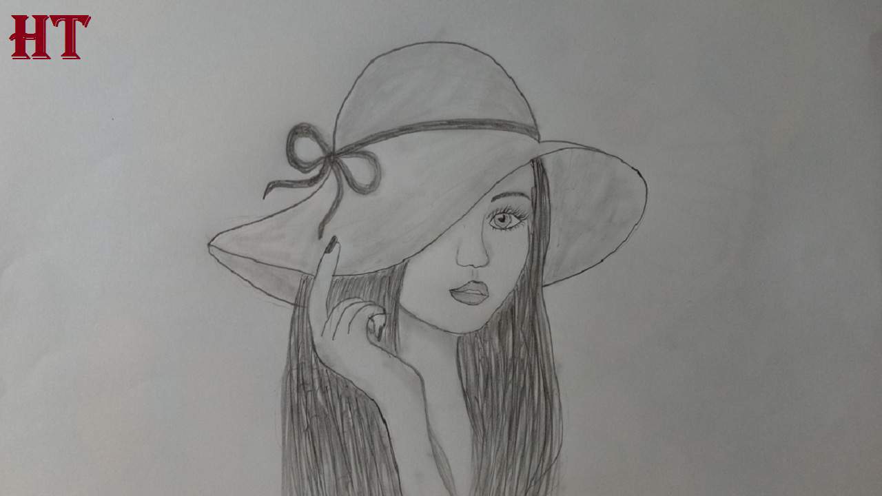 How To Draw A Girl With Hat Easy Pencil Drawing Tutorial