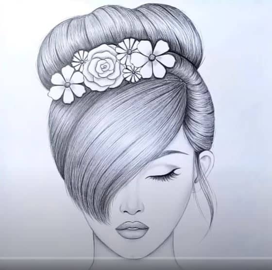 How to draw a girl with BEAUTIFUL hair style by pencil