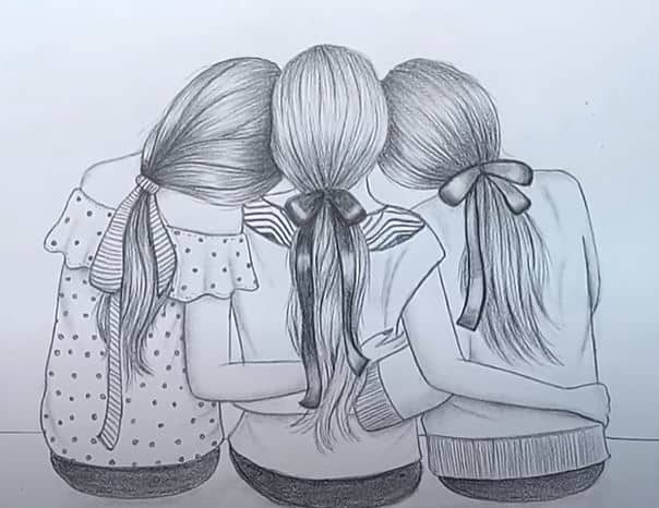 How to draw best friends / BFF easy drawing for beginners 