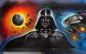 Darth Vader spray painting step by step