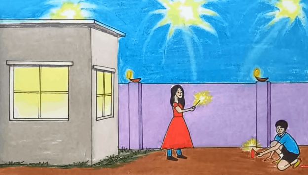 Easy Diwali Drawing for Kids | EuroSchool-saigonsouth.com.vn