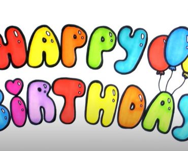 How to Draw Happy Birthday in Bubble Letters step by step