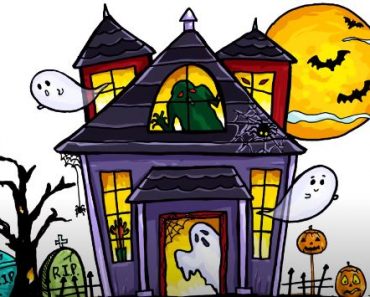 How to draw a Haunted House Step By Step