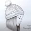 A girl wearing a winter hat Drawing with Pencil