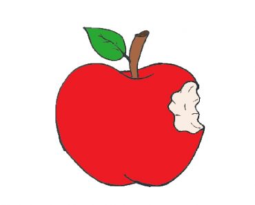Bite Apple Fruit Drawing step by step for beginners