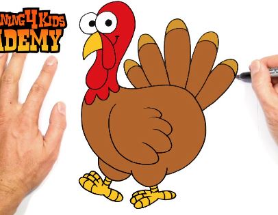 Cartoon Turkey Drawing Easy For Beginners Step by Step