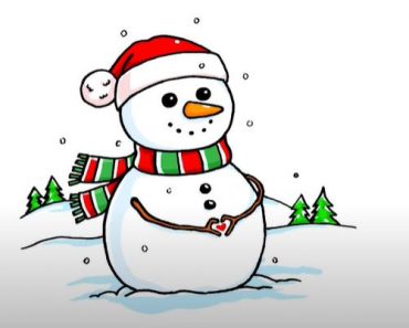 Cute Snowman Drawing step by step Easy for Beginners