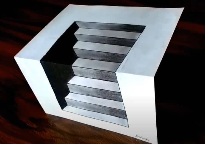 How To Draw 3d Stairs Step By Step 3d Drawing Easy For Beginners