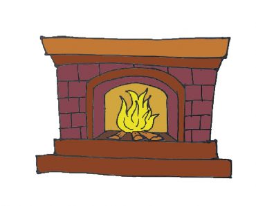 How to Draw a Fireplace Step By Step