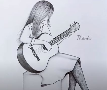 Punk girl playing electric guitar. Ink and... - Stock Illustration  [75221465] - PIXTA