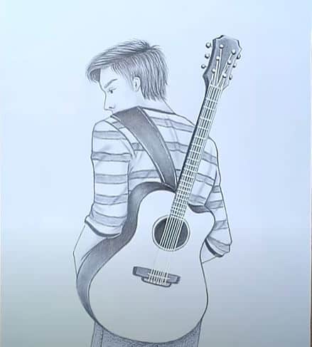 How To Draw A Boy With Guitar Step By Step Pencil Sketch