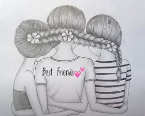 How To Draw Three Best Friends Hugging Each other with Pencil - Pencil Sketch