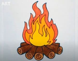 How to Draw a Campfire Step By Step