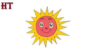 How to draw a cartoon sun cute and easy