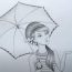 How to draw a girl with umbrella by Pencil