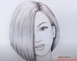 Short hair Girl Drawing with pencil for Beginners