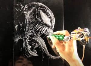 Venom Drawing On the Glass plate