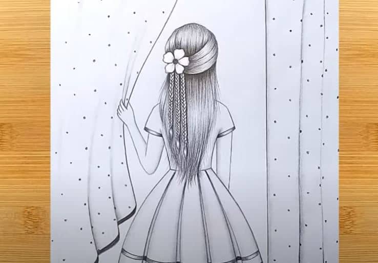 A Girl Beside The Window Drawing How To Draw A Girl With Beautiful Hairstyle Easy Drawings Sketches Art Tutorials Drawing Hand Art Drawing