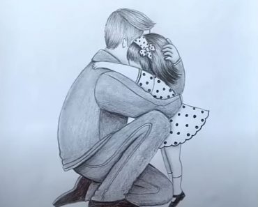 Father and Daughter heart touching drawing || How to draw father and daughter Easy
