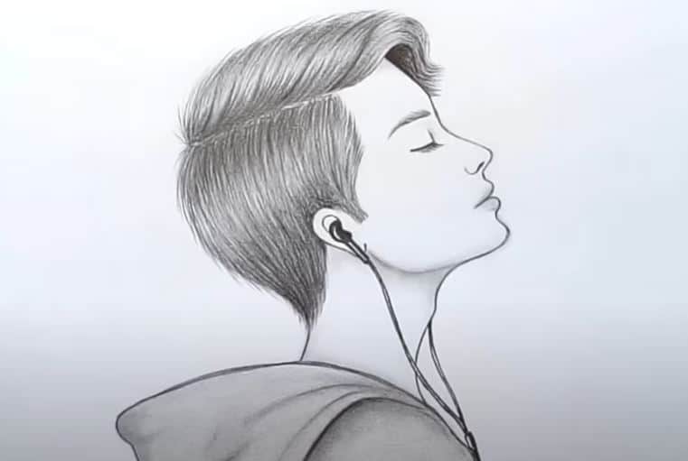 How to Draw a Boy with earphones by Pencil Easy