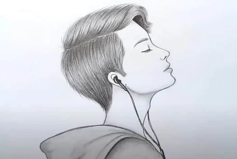 How to Draw a Boy with earphones with Pencil Easy