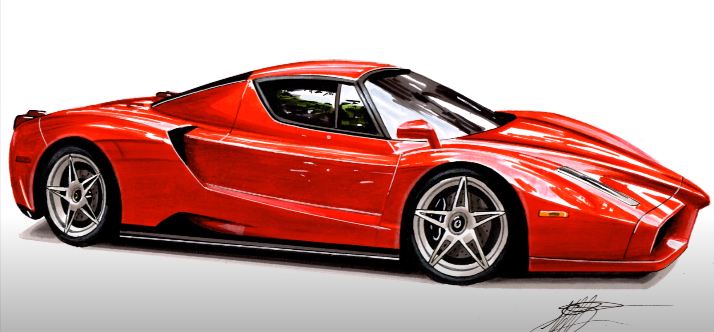 How To Draw A Ferrari Enzo Step By Step Car Drawing Tutorial