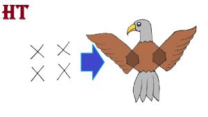 How to draw a Eagle with 4 dont X