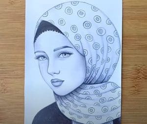 How to draw a Girl with hijab Step by Step - Pencil Drawing Tutorial