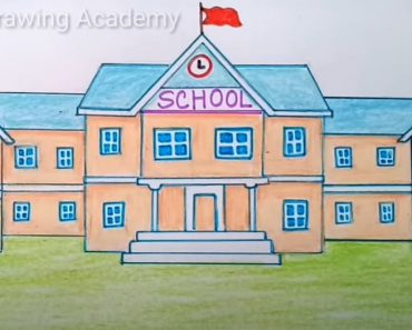 How to draw a School Step by Step