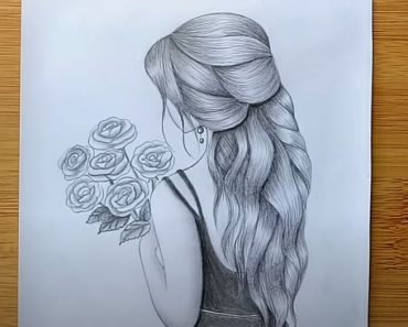 How to draw a girl with flowers Easy – Beautiful Girl Pencil Sketch
