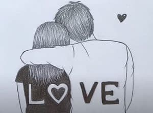 Valentine Couple Drawing by Pencil - How to draw Romantic Couple