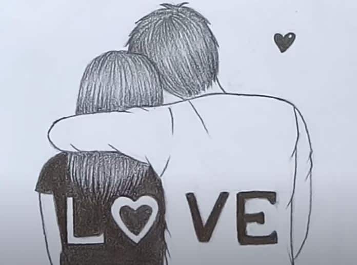 Valentine Couple Drawing by Pencil How to draw Romantic Couple