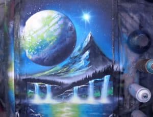 Valley under the Moon Painting - SPRAY PAINT ART