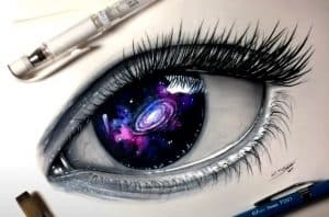 GALAXY EYE Drawing with Pencil - How to draw a eye Step by Step