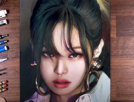 Jennie from BLACKPINK Drawing with Pencil