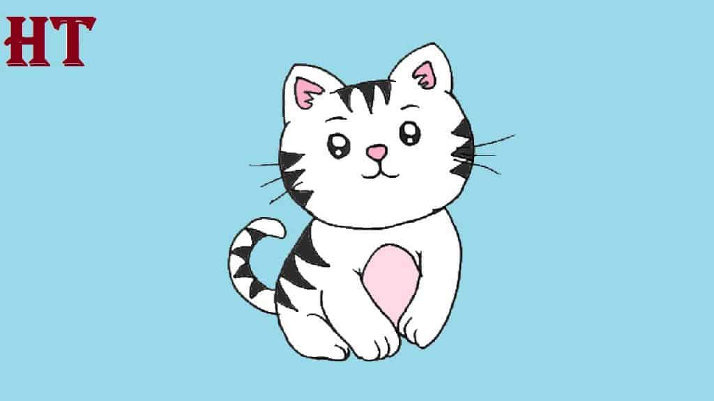 Simple Cat Drawing step by step for beginners