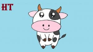 Cartoon cow drawing cute and easy