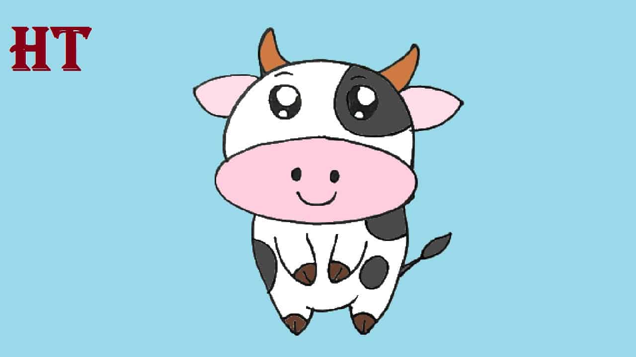 Easy How to Draw a Cow Face Tutorial and Cow Face Coloring Page