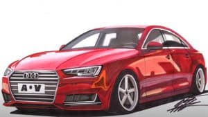 How to draw audi a4 step by step