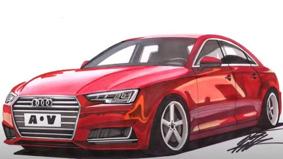 How to draw audi a4 step by step