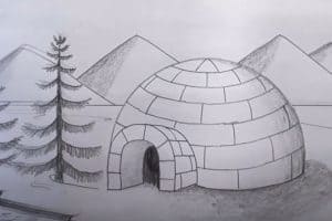 Igloo drawing for kids - How to draw Igloo House step by step