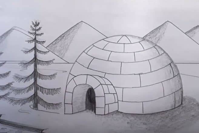 Easy - Igloo Drawing || How to Draw Igloo House || Iglu drawing || Winter  season Drawing - YouTube