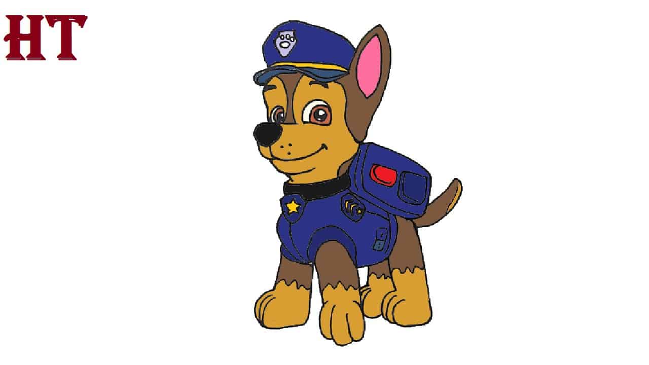 Chase paw patrol Drawing Step by Step How to draw Chase from Paw patrol