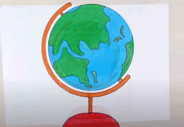 How to draw a Globe step by step