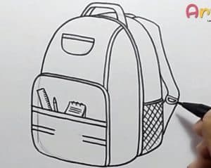 how to draw a school bag