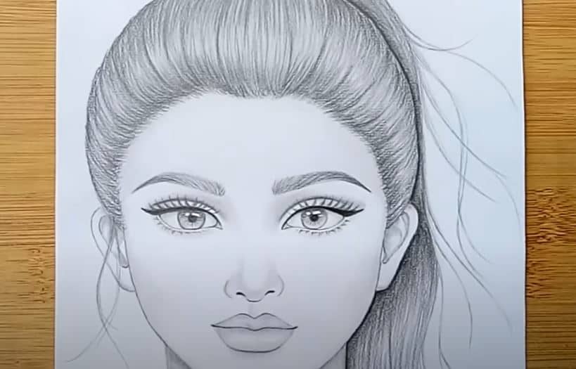Girl Face Drawing with Pencil Step by Step