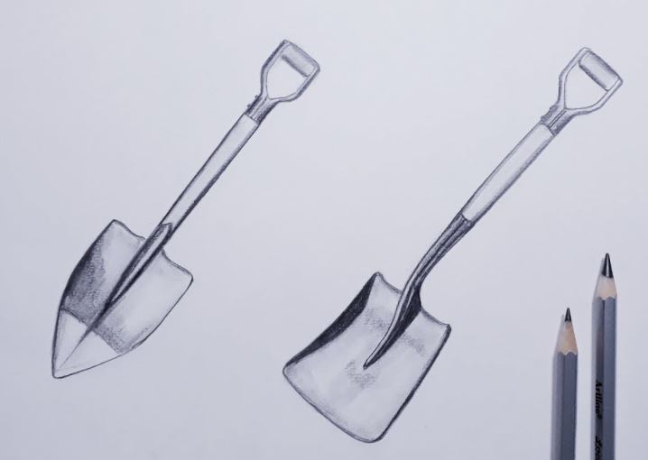 How to Draw a Shovel with Pencil