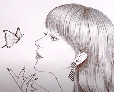 How to draw A Girl with butterfly