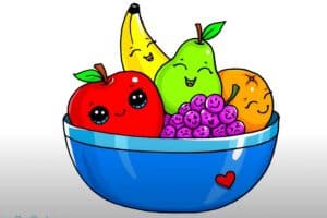 How to draw a Fruit bowl Step by Step