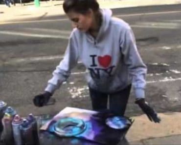 Spray Painting Amazing talent New York City Time by Girl